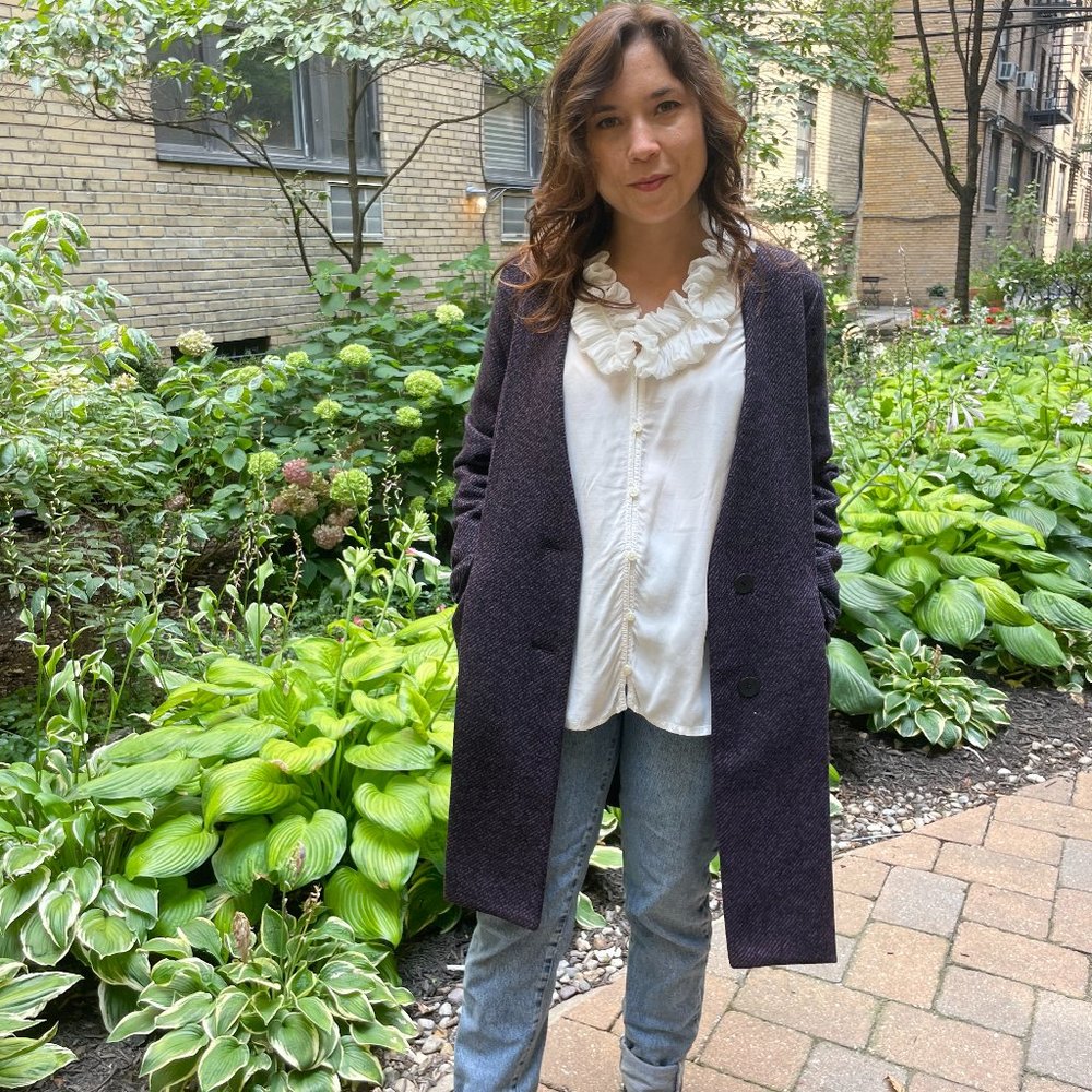 Kate Spade Saturday Purple+Black Tweed Coat